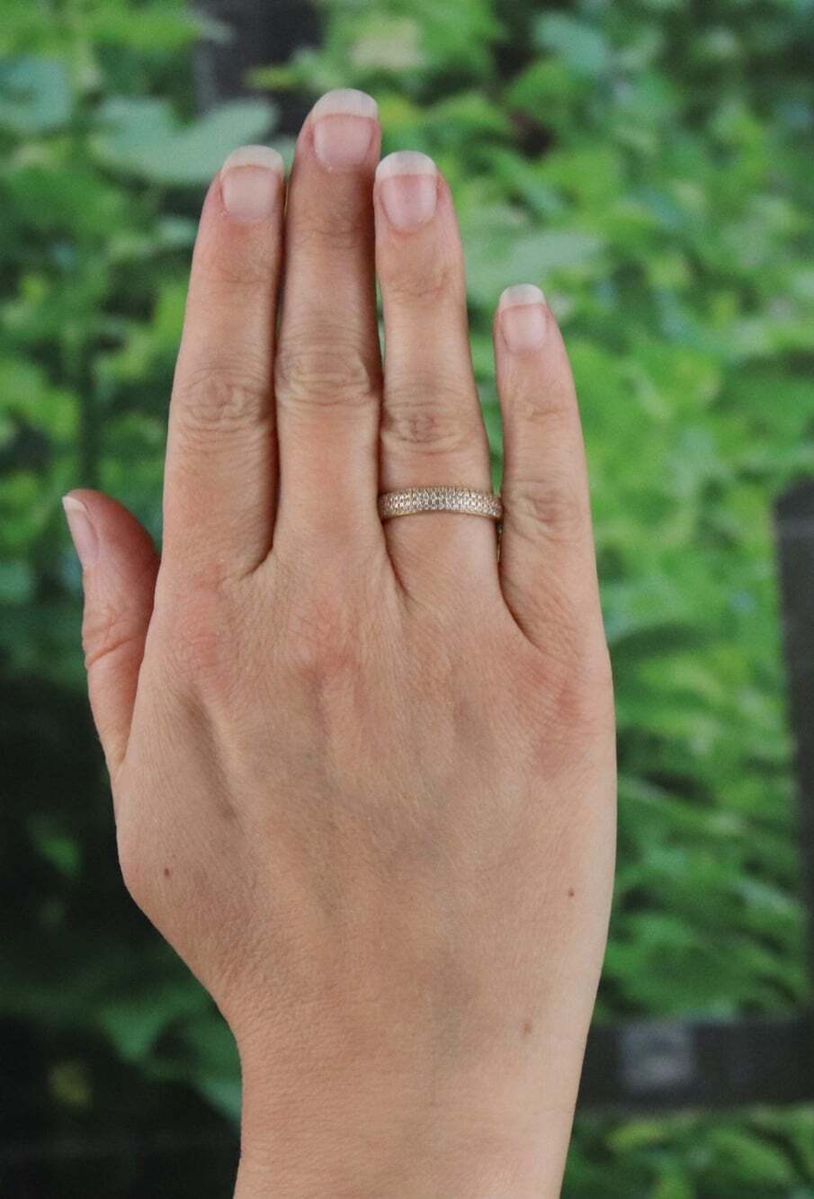18k Gold Over Sterling Silver Cubic Zirconia Band Ring Pave CZ Ring Size 7 1/4 - Picture 2 of 6